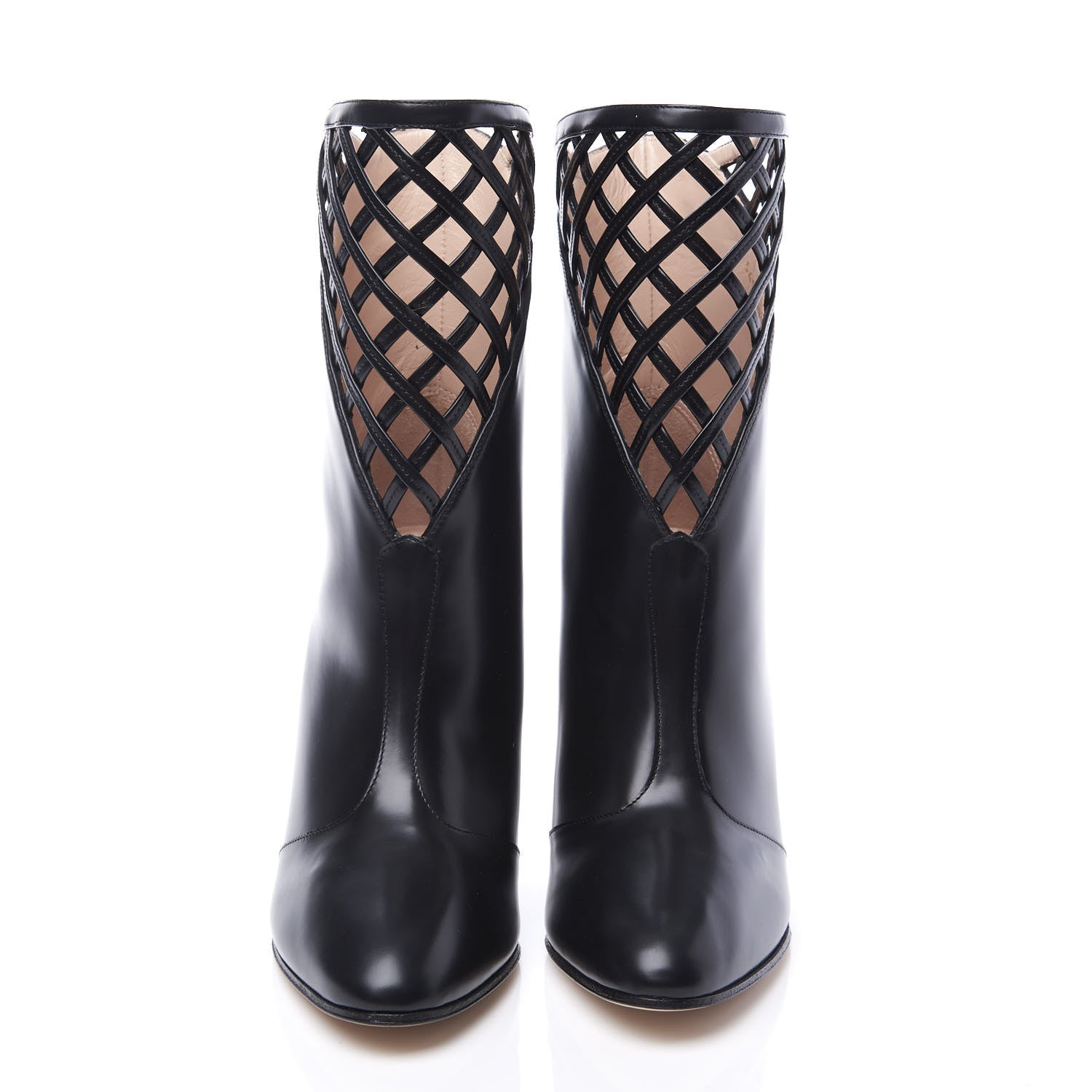 Gucci Plume Calfskin Damir Lattice Cutout Boots 36.5 Black 3 of 11