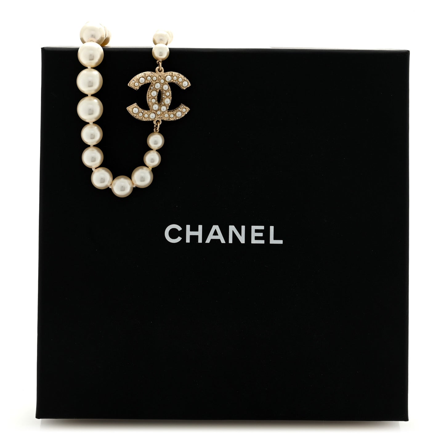 Pearl CC 100th Anniversary Necklace Light Gold