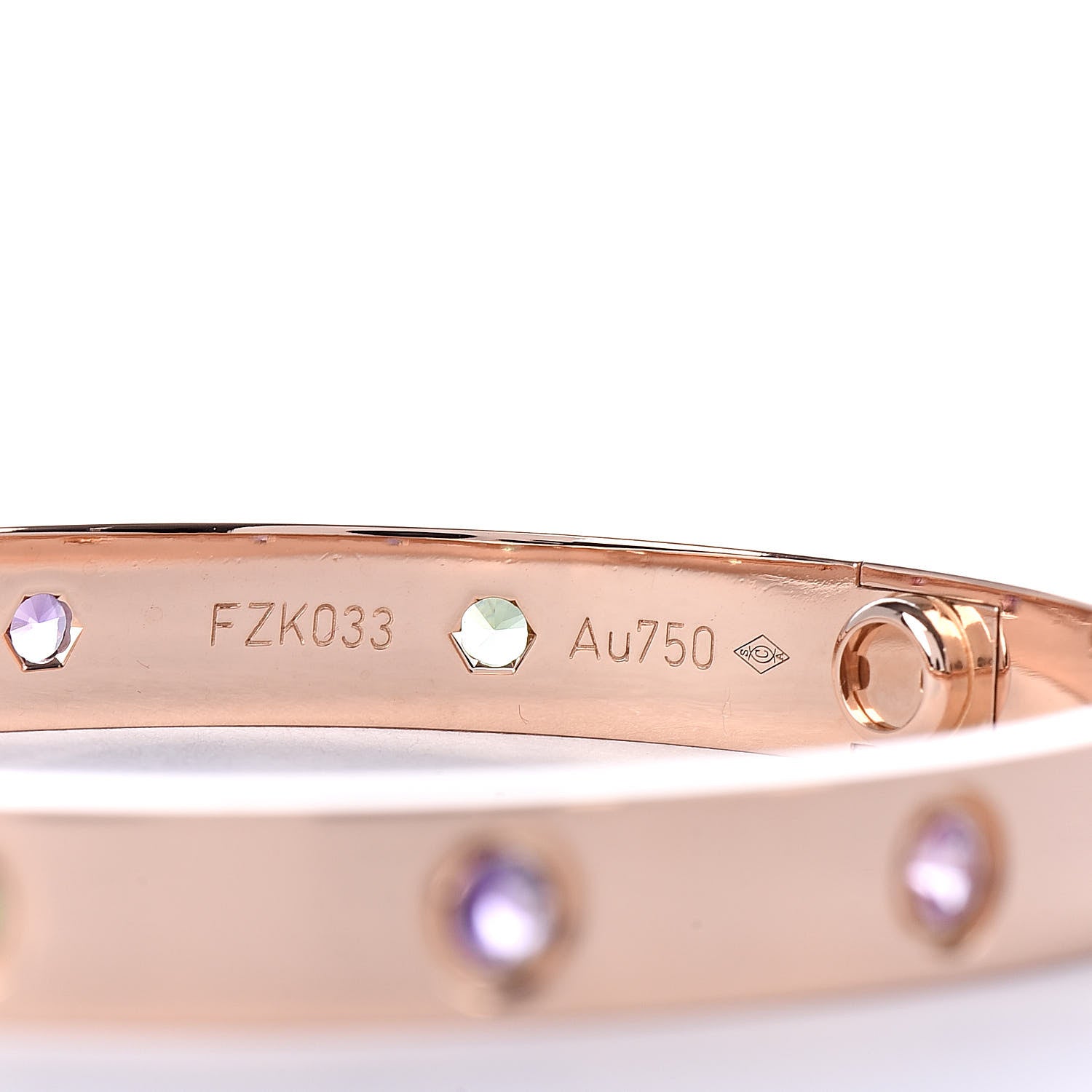 Cartier 18K Pink Gold Sapphire Garnet Amethyst LOVE Bracelet 17 5 of 6