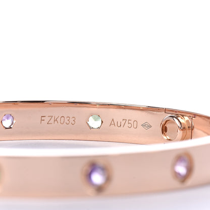 Cartier 18K Pink Gold Sapphire Garnet Amethyst LOVE Bracelet 17 5 of 6