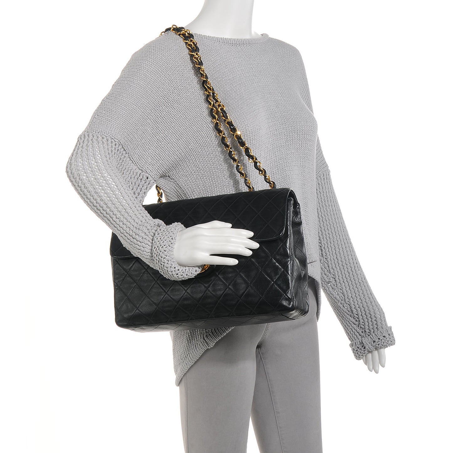 Lambskin XL Jumbo Flap Black