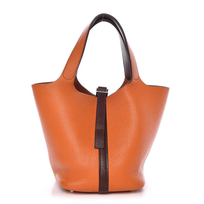 Hermes Taurillon Clemence Picotin 18 PM Orange H Havane 1 of 12