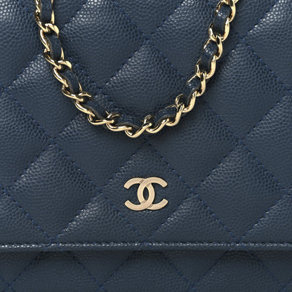 Chanel Caviar Quilted Wallet on Chain WOC Blue 9 of 11