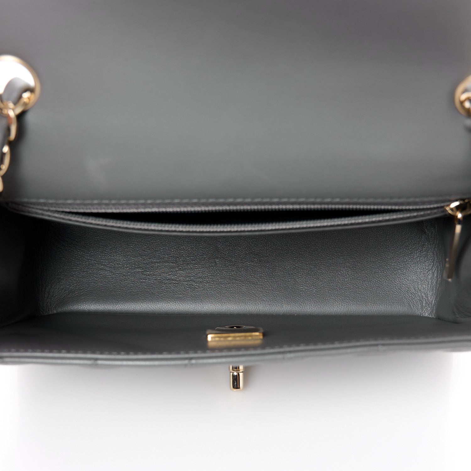 Chanel Lambskin Quilted Mini Rectangular Flap Dark Grey 5 of 12