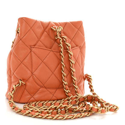 Chanel Calfskin Quilted Small CC Chain Bucket Backpack Orange 3 of 11