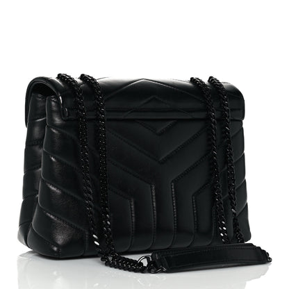 Saint Laurent Calfskin Y Quilted Monogram Small Loulou Chain Satchel Black 2 of 11