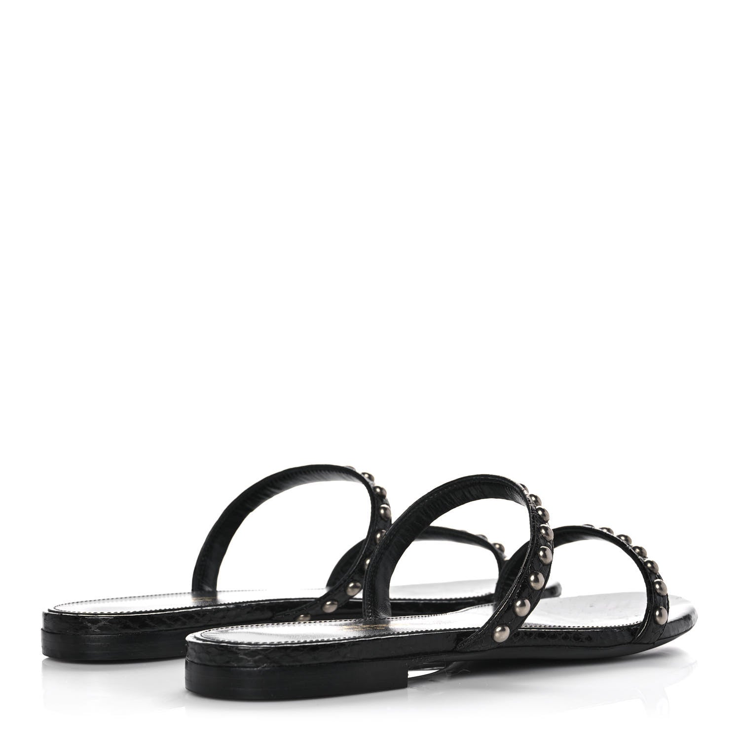 Saint Laurent Ayers Snakeskin Embellished Kate Flat Sandals 36 Black 4 of 10