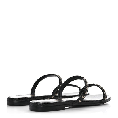 Saint Laurent Ayers Snakeskin Embellished Kate Flat Sandals 36 Black 4 of 10
