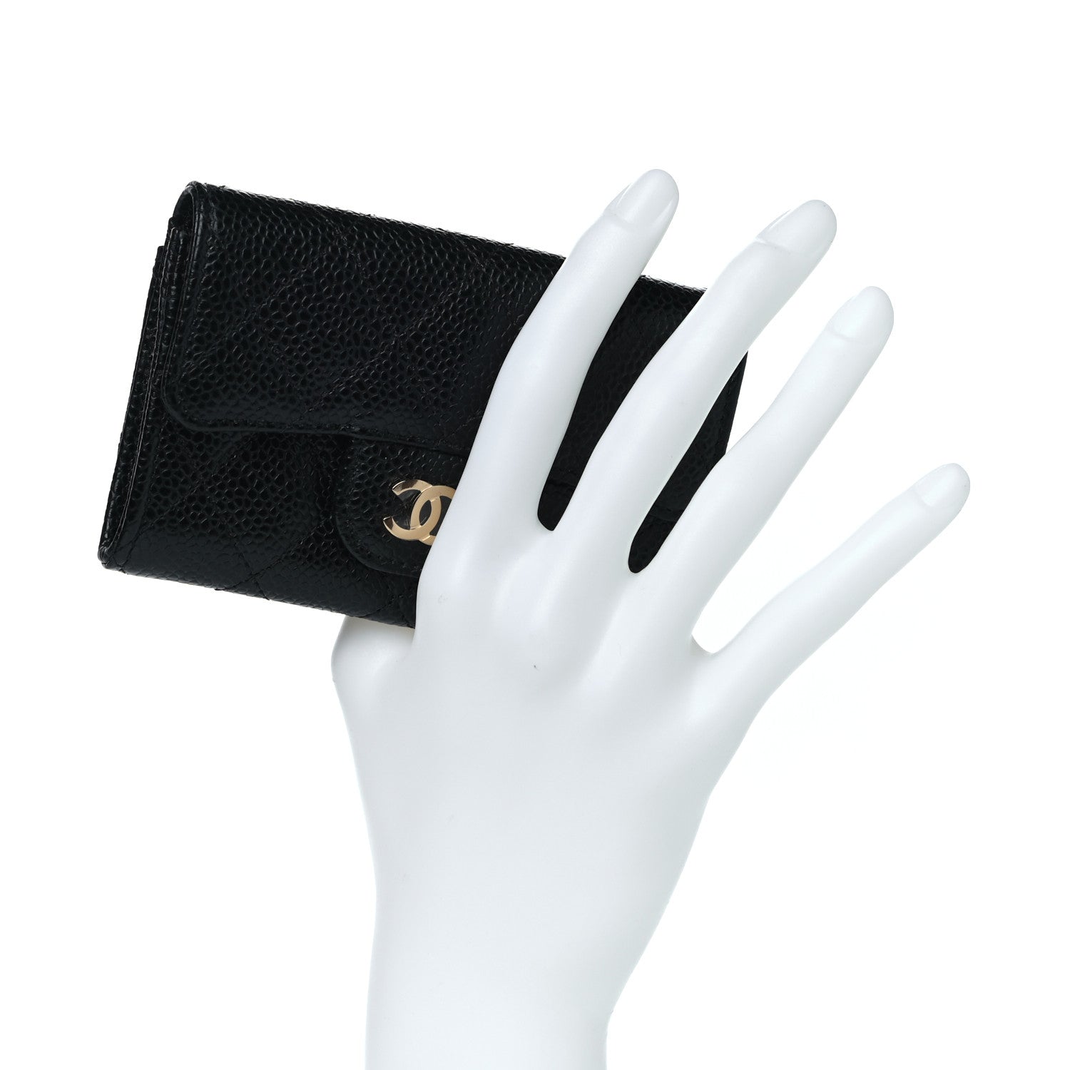 Chanel Caviar Quilted Flap Card Holder Wallet Black 2 of 8