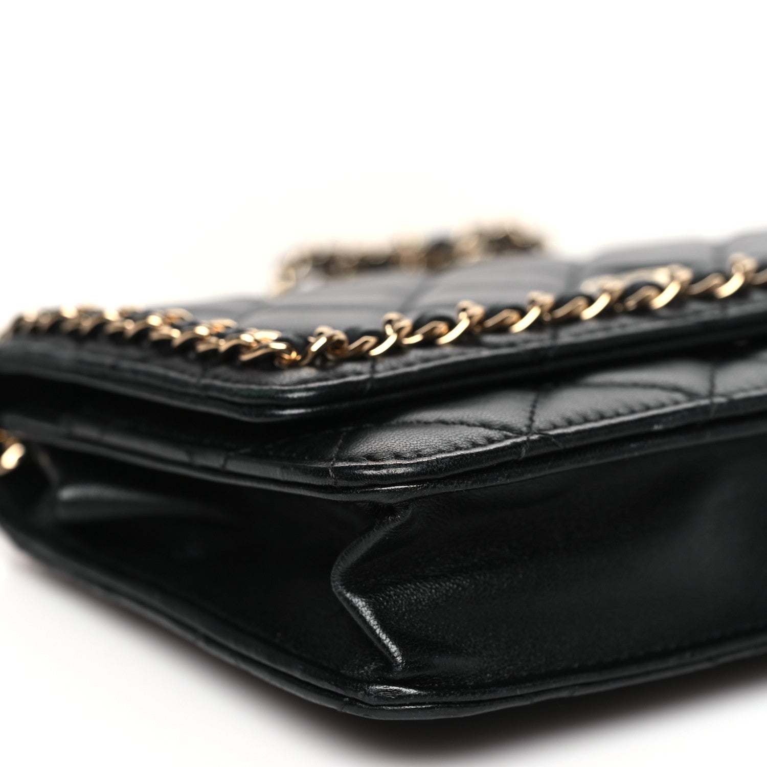 Chanel Lambskin Quilted Chain Around Wallet On Chain WOC Black 10 of 11