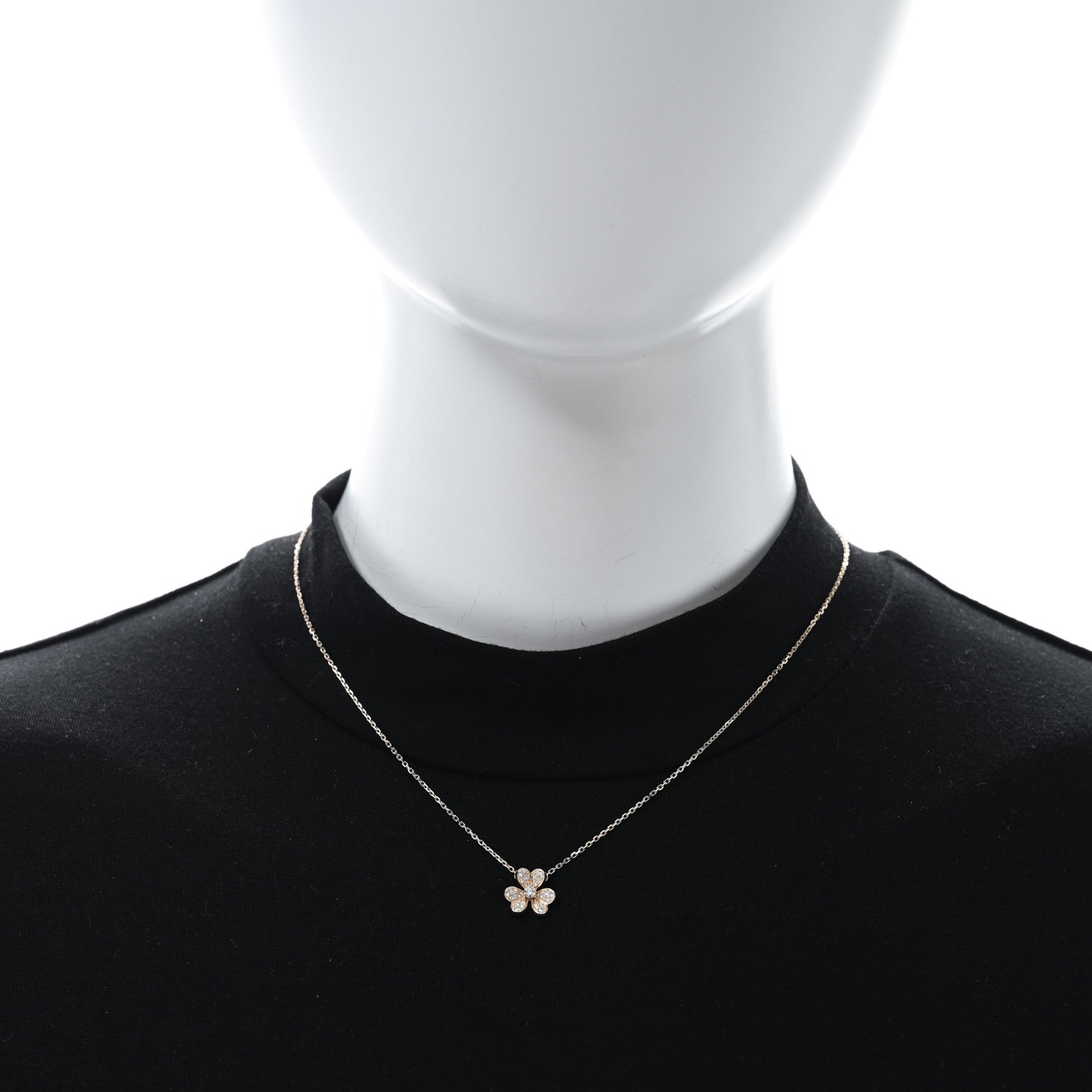 Van Cleef & Arpels 18K Rose Gold Diamond Mini Frivole Pendant Necklace 3 of 4