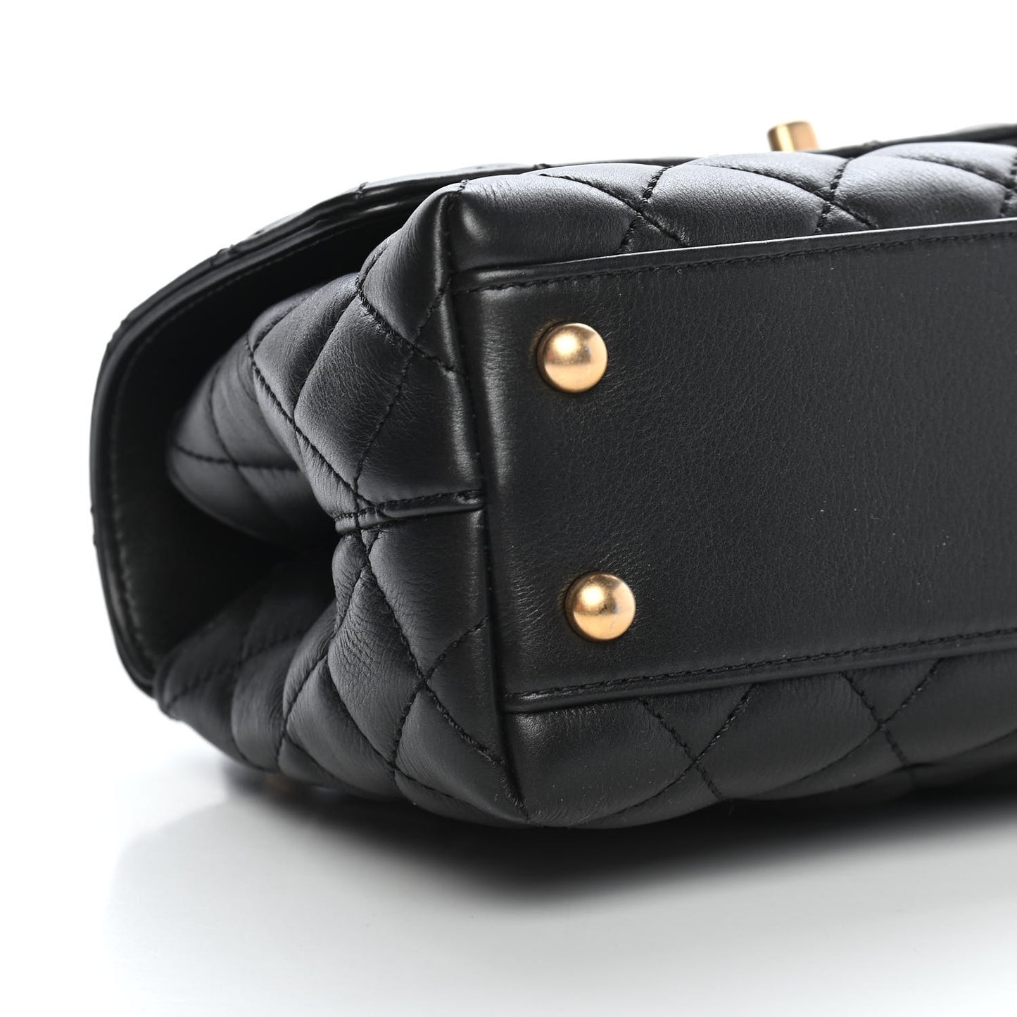 Calfskin Strass Quilted Mini Coco Handle Flap Black