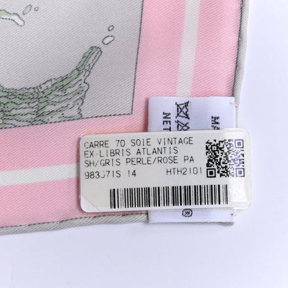 Hermes Silk Vintage Ex Libris Atlantis Scarf 70 Gris Perle Rose Pale 5 of 5