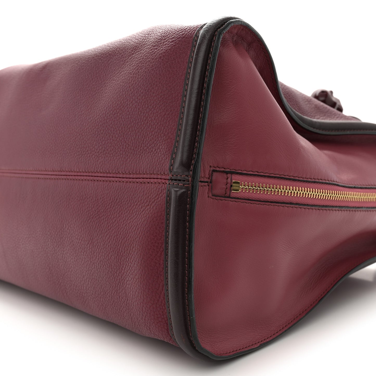 Pebbled Calfskin Small Skull Padlock Zip Around Tote Dark Pink