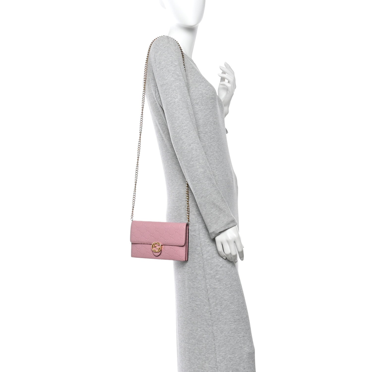 Gucci Guccissima Icon Chain Wallet Carmine Rose 2 of 10