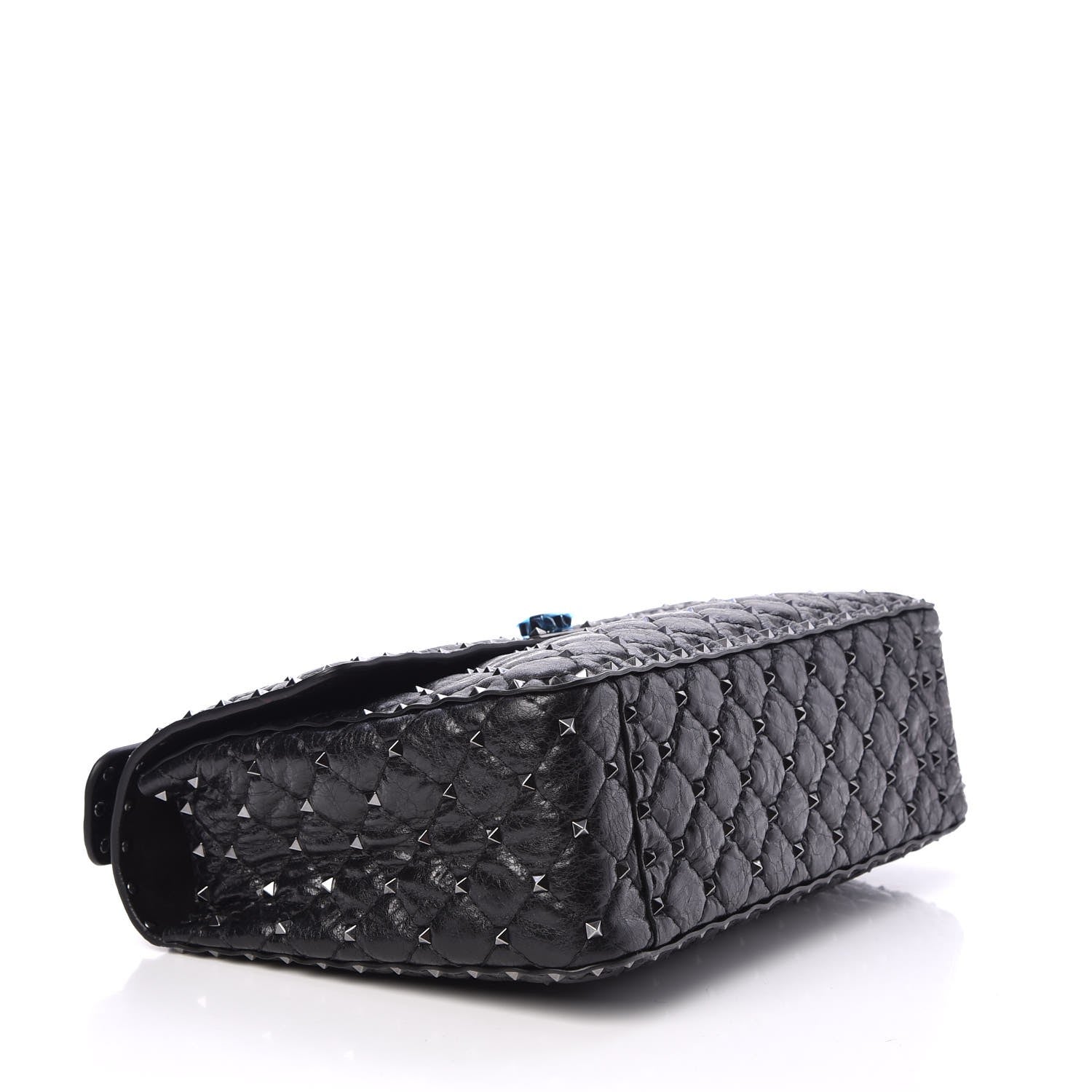 Valentino Garavani Craquele Nappa Large Rockstud Spike Shoulder Bag Black 4 of 7