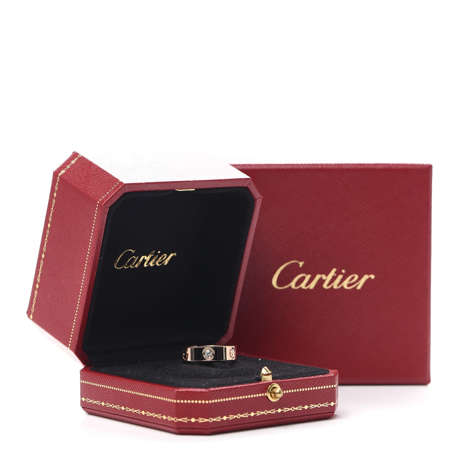 Cartier 18K Pink Gold 3 Diamond 5.5mm LOVE Ring 52 6 6 of 6