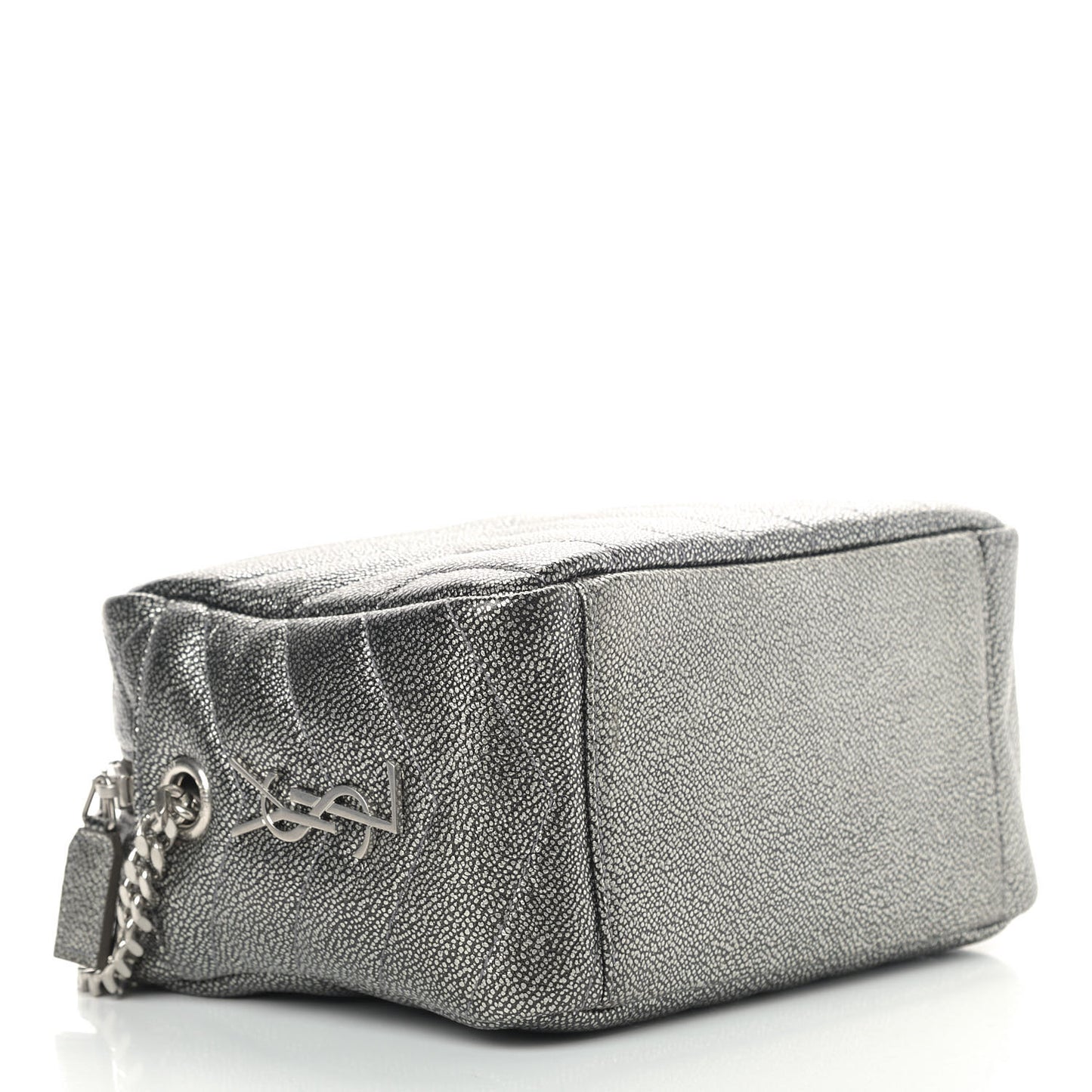 Metallic Grain De Poudre Y Quilted Monogram Small Loulou Bowling Bag Gun Metal