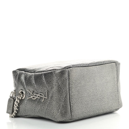 Saint Laurent Metallic Grain De Poudre Y Quilted Monogram Small Loulou Bowling Bag Gun Metal 4 of 9