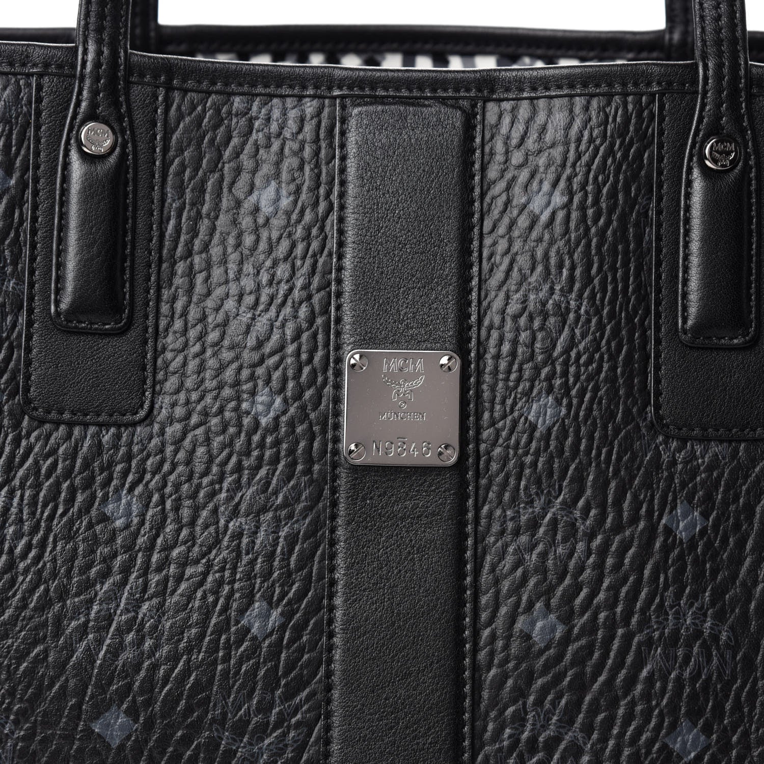 MCM Visetos Medium Liz Reversible Shopper Tote Black 8 of 15