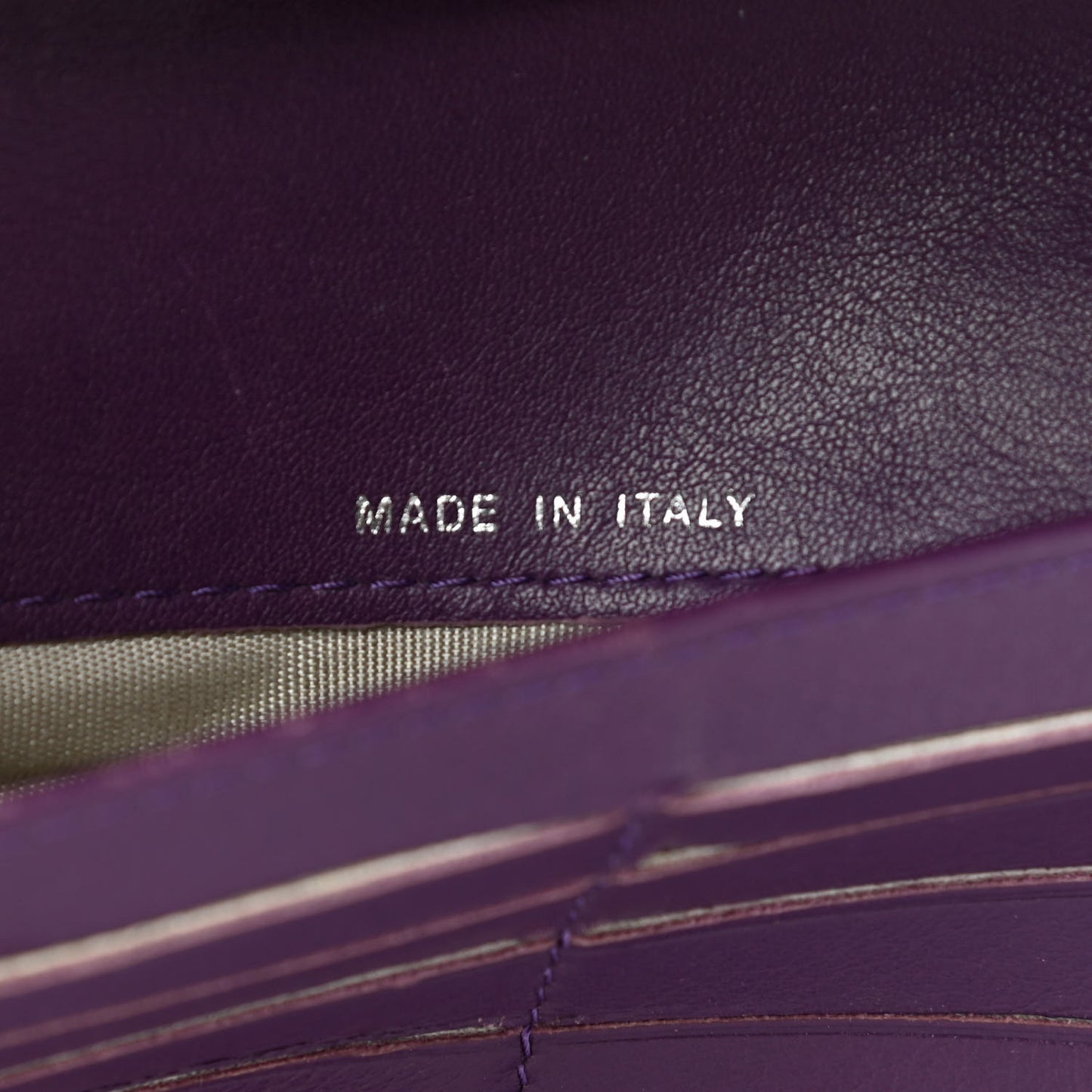 Patent Calfskin Quilted Large Brilliant Flap Wallet Purple