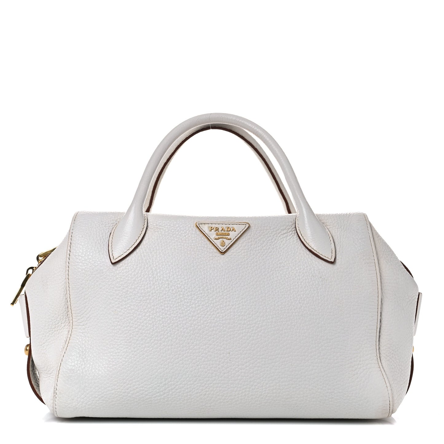 Vitello Daino Medium Top Handle Bag White