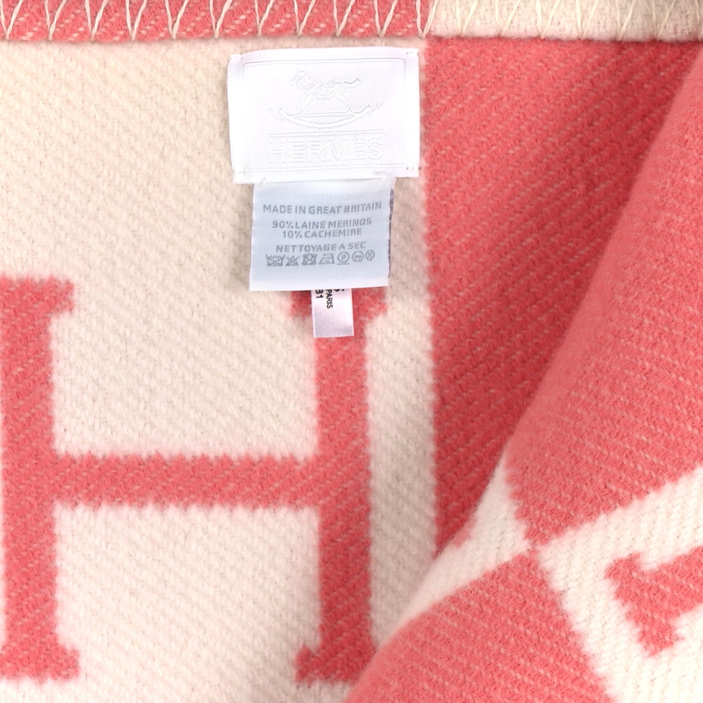 Wool Cashmere Avalon Baby Blanket Rose Airelle White