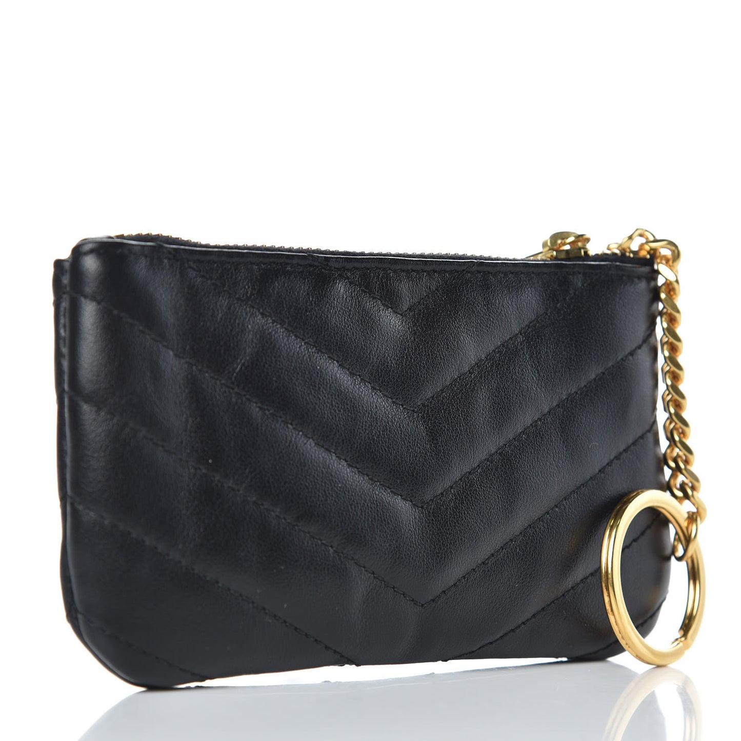 Calfskin Matelasse Monogram Key Pouch Black