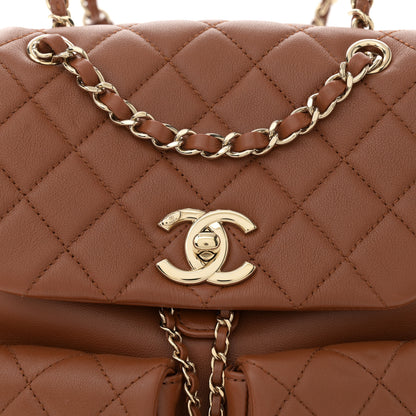 Chanel Calfskin Quilted Medium Duma Pockets Drawstring Backpack Brown 8 of 10
