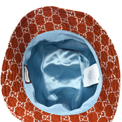 Gucci Canvas Lame GG Monogram Bucket Hat M Burnt Orange Silver 7 of 9