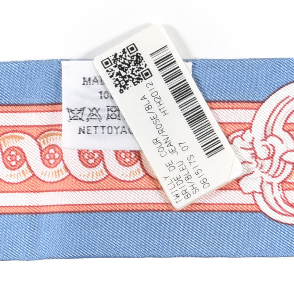 Hermes Silk Bride De Cour Twilly Blue Jean Rose White 4 of 4