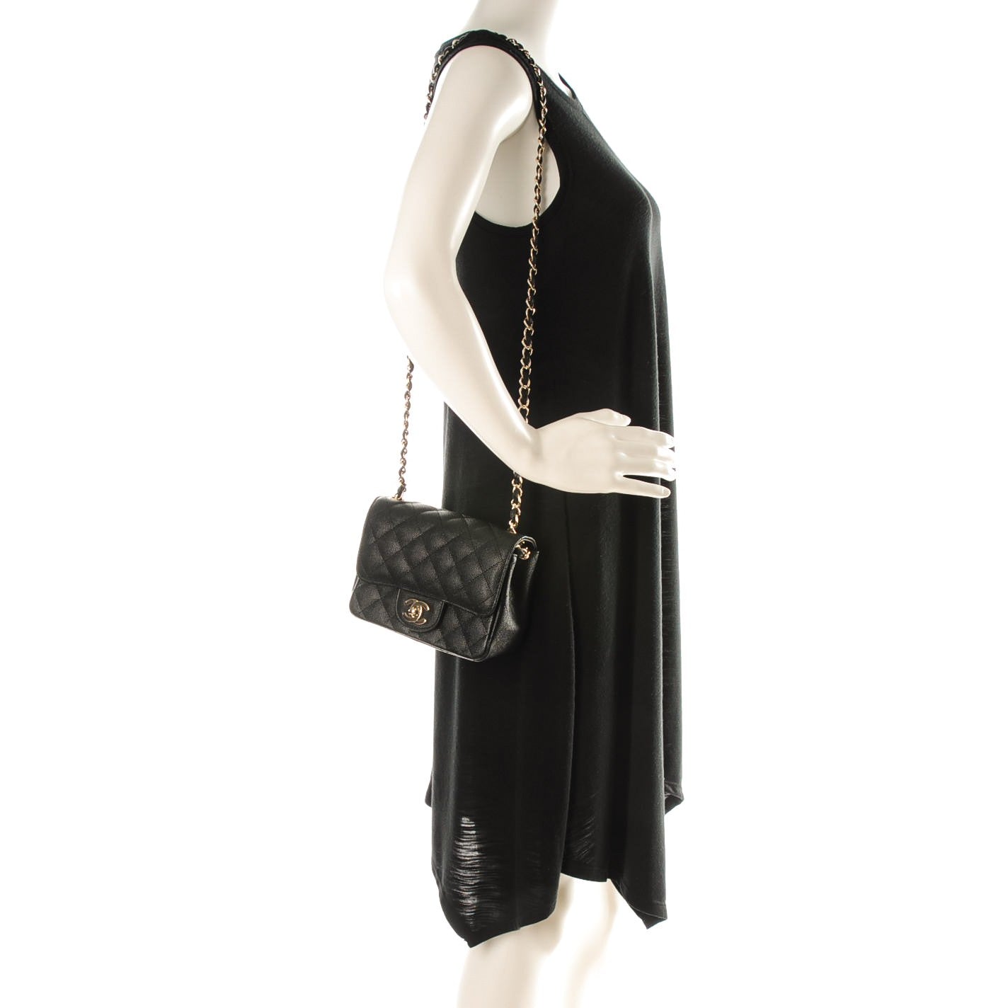 Caviar Quilted Mini Square Flap Black