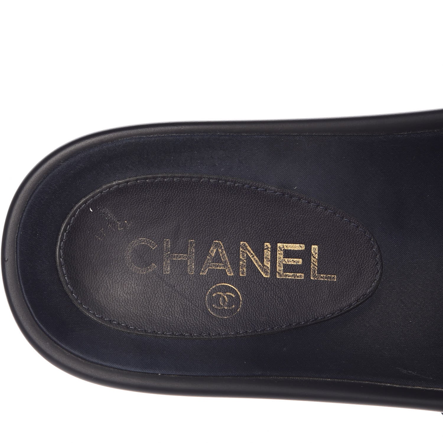 Chanel Satin Canvas Chain Flat Sandals 37 Marine 12 of 16