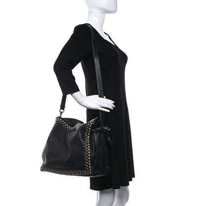 Loewe Calfskin Studded Flamenco Shoulder Bag Black 2 of 9