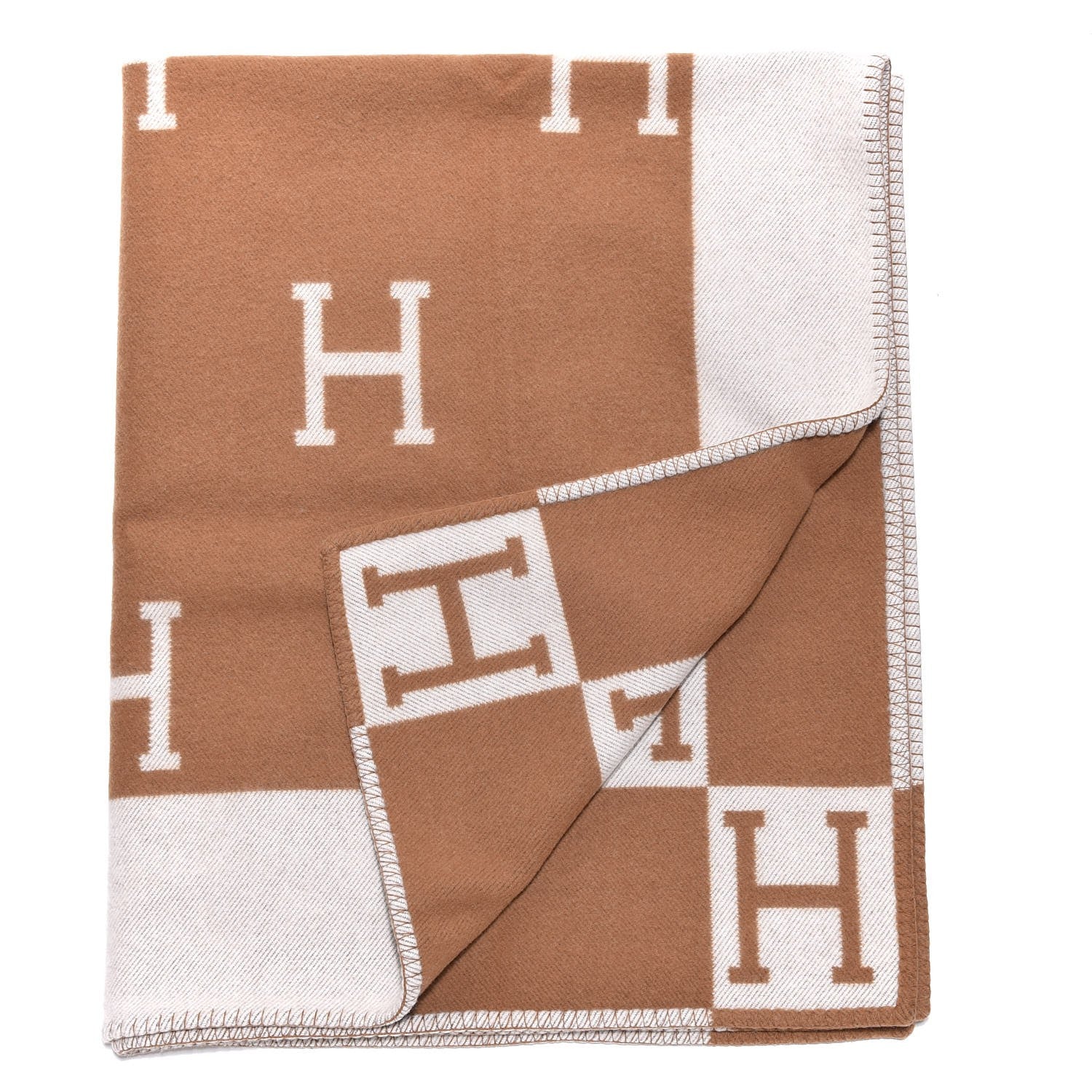 Hermes Wool Cashmere Avalon Blanket Ecru Camel 3 of 4