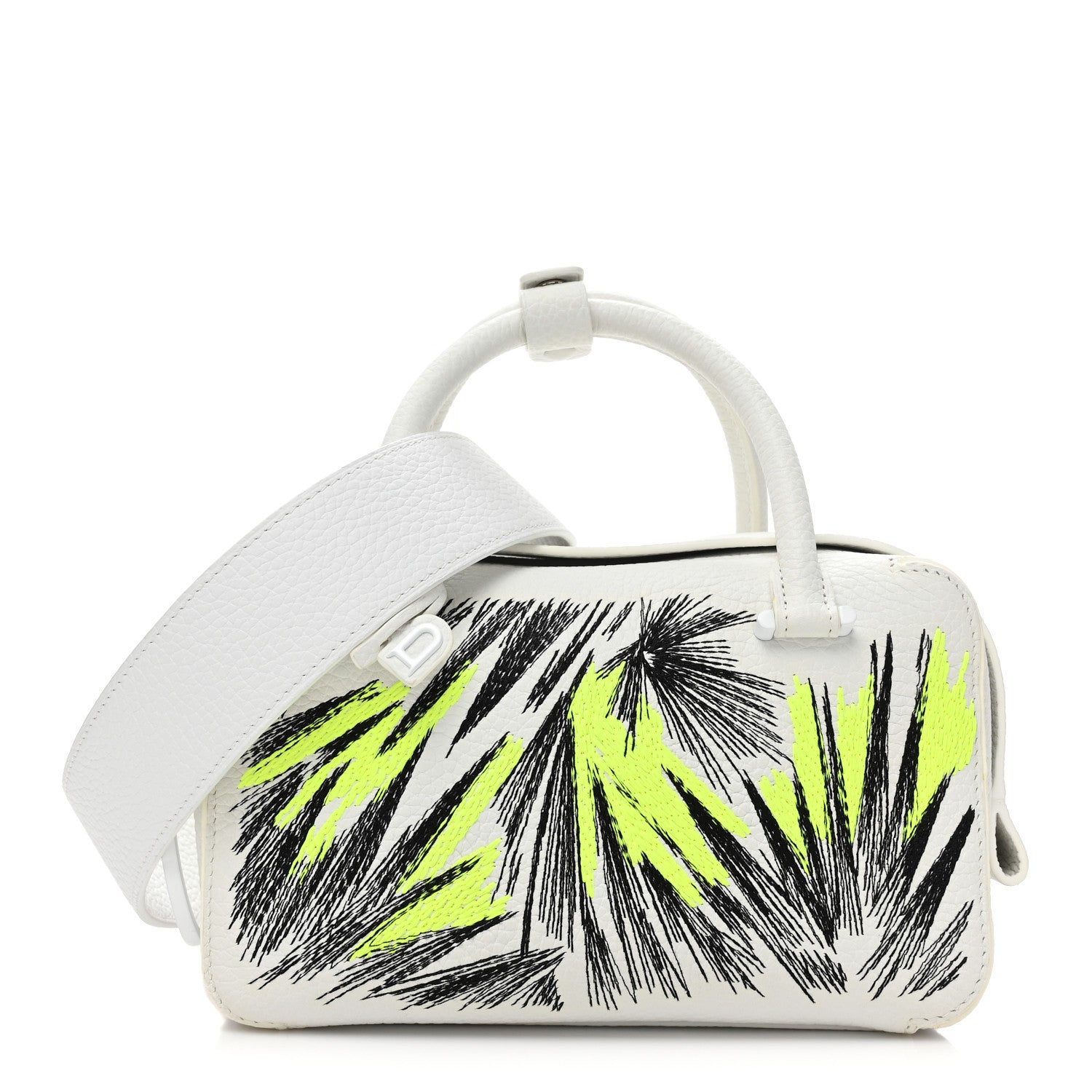 Delvaux Taurillon Soft Embroidered Mini Cool Box Satchel White Multicolor 1 of 12