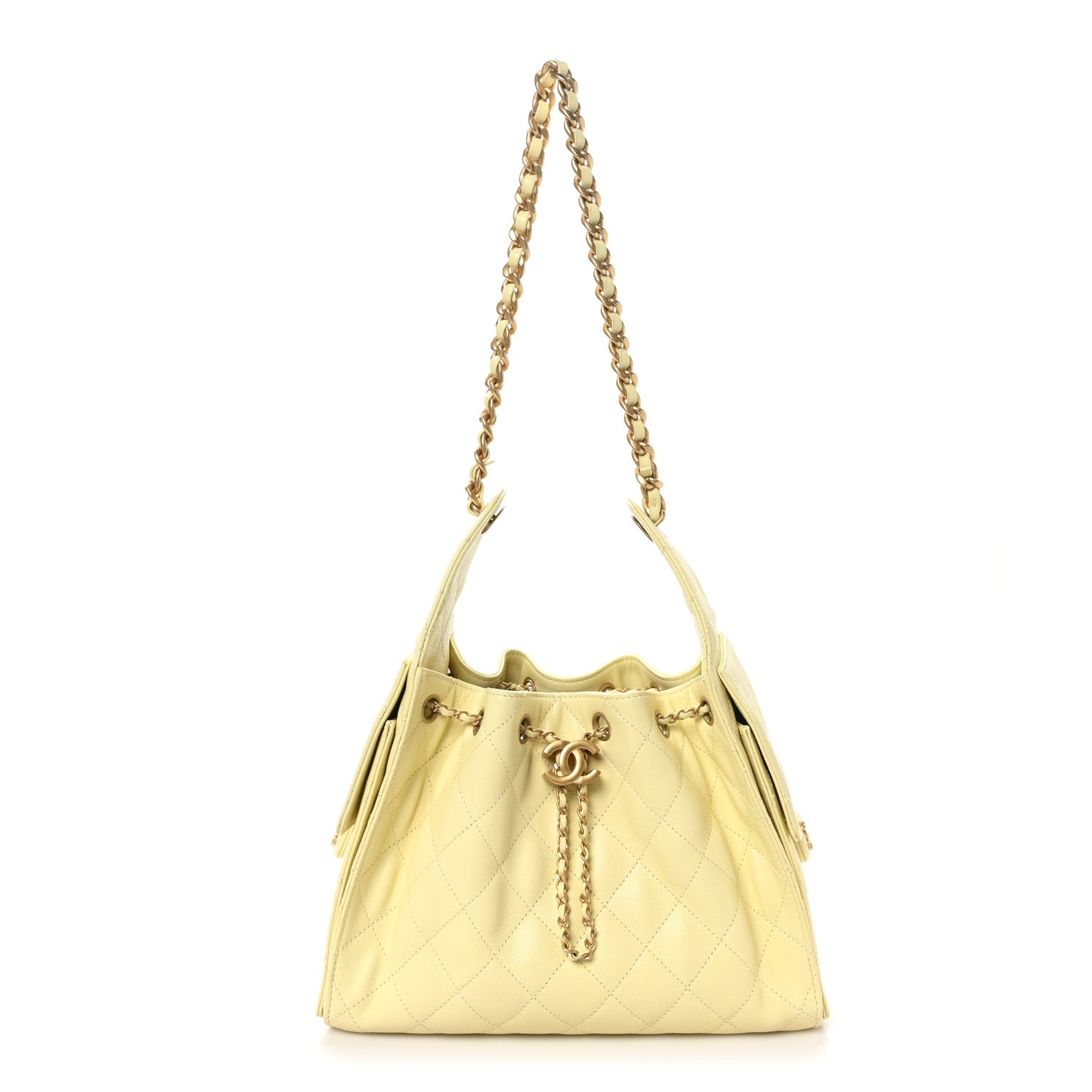 Caviar Quilted Small Chanel 25 Handbag Light Yellow