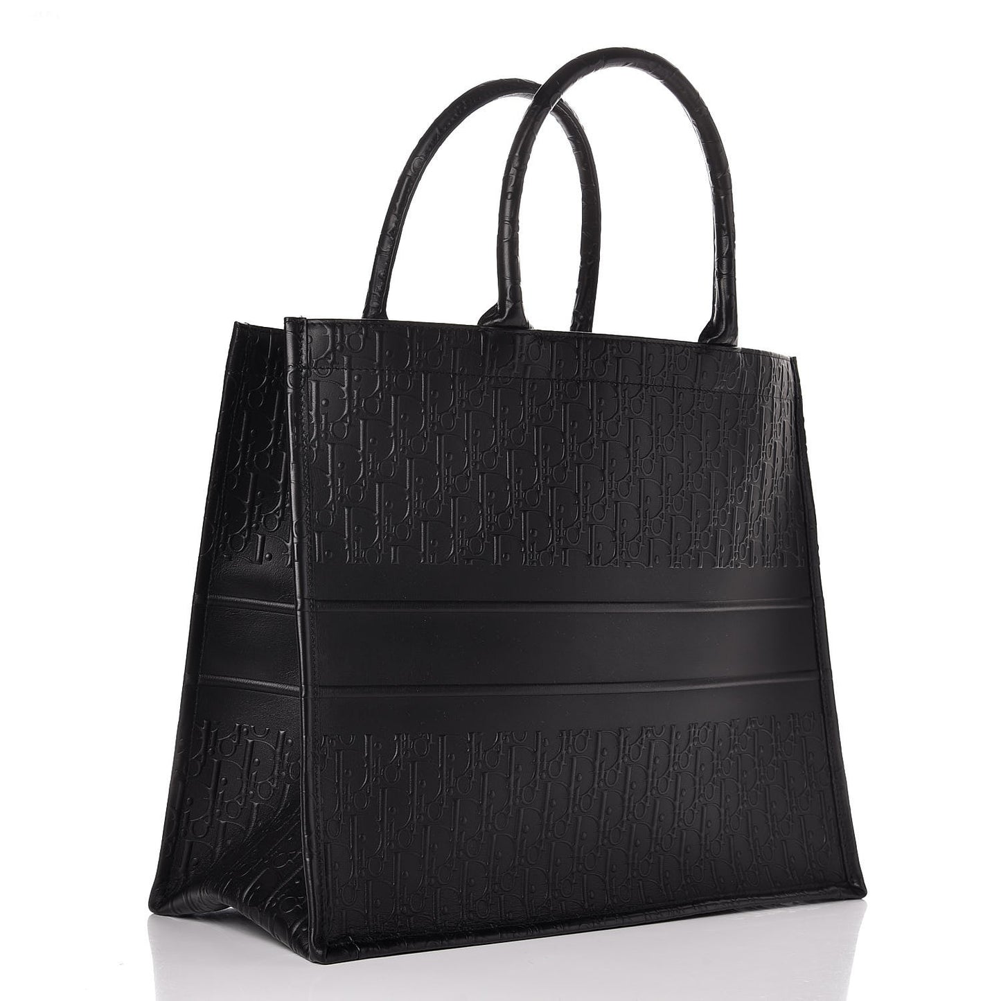 Oblique Calfskin Embossed Book Tote Black
