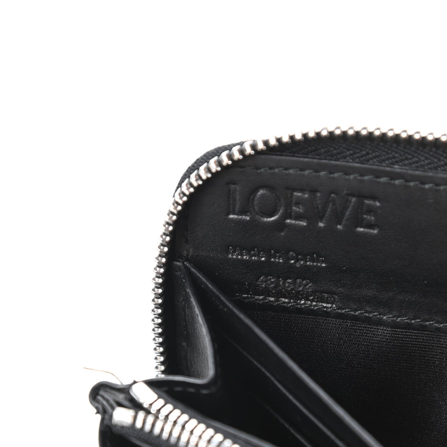 Calfskin Embossed Repeat Zip Wallet Black