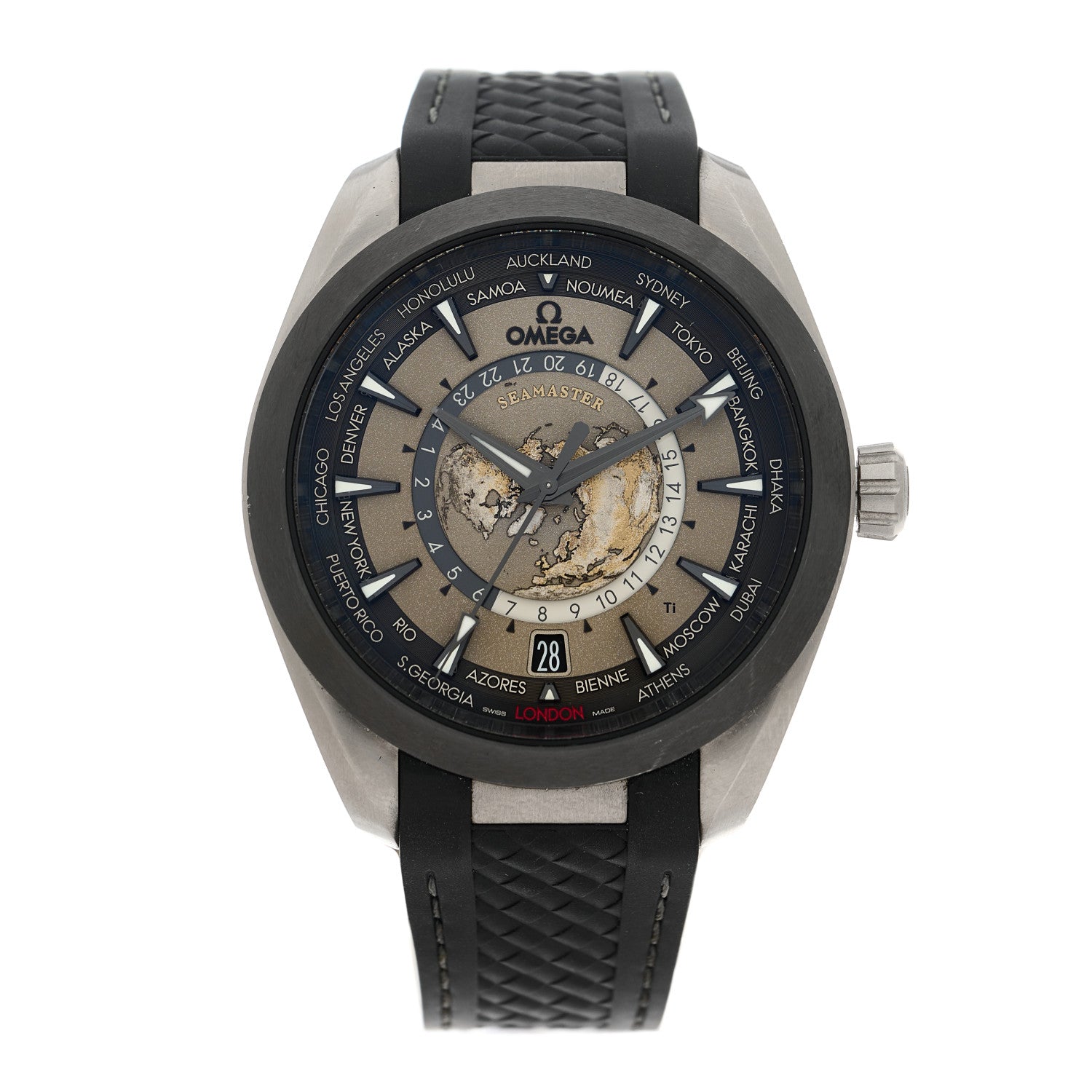 Omega Titanium Rubber 43mm Seamaster Aqua Terra World Time Chronometer Automatic Watch Grey 220.92.43.22.99.001 1 of 5