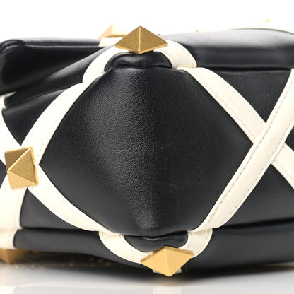 Valentino Garavani Nappa Large Roman Stud Shoulder Bag Black White 7 of 10