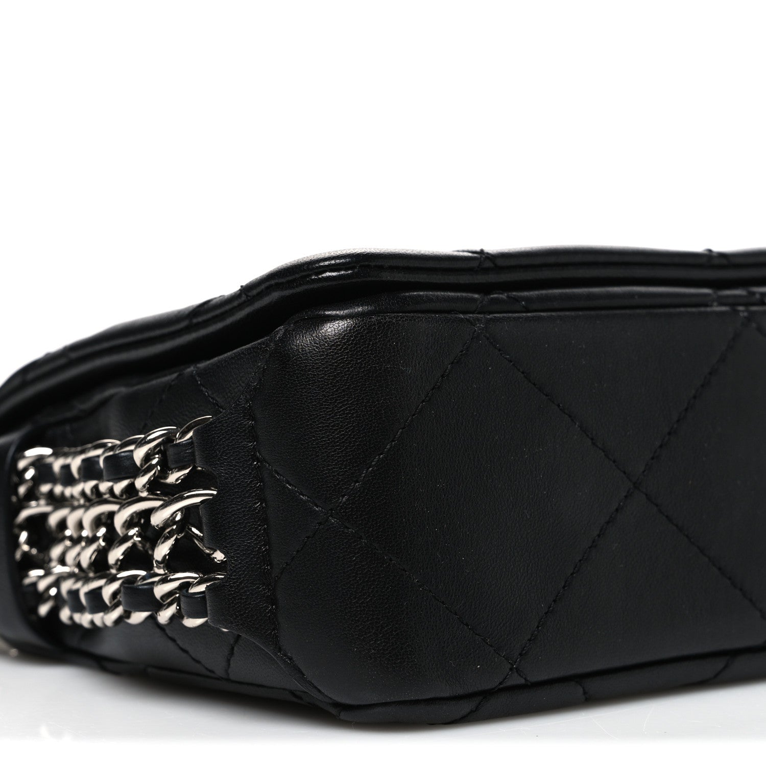 Chanel Lambskin Quilted Mini Chain Rows Flap Black 9 of 10
