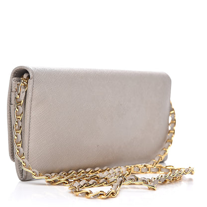 Prada Saffiano Metal Oro Chain Wallet Argilla 3 of 13