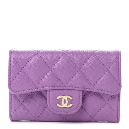 Chanel Caviar Quilted Flap Card Holder Wallet Purple 1 of 9