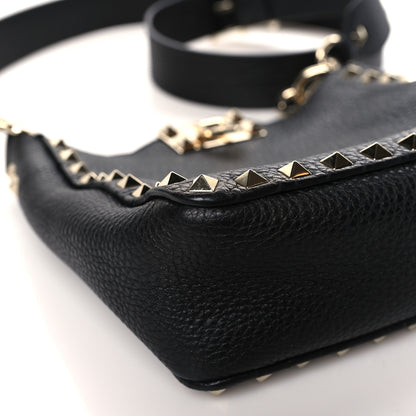 Valentino Garavani Pebbled Calfskin Mini Rockstud Flip-Lock Messenger Bag Black 7 of 8