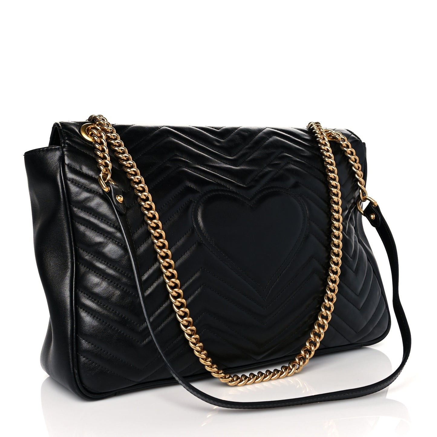 Calfskin Matelasse Large GG Marmont Shoulder Bag Black