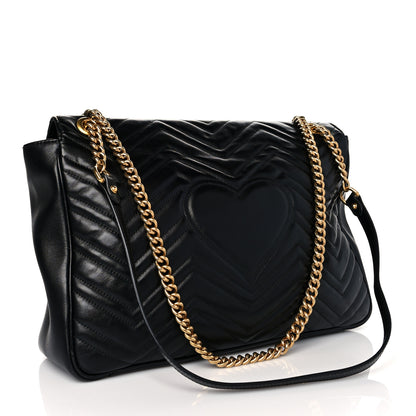 Gucci Calfskin Matelasse Large GG Marmont Shoulder Bag Black 3 of 12
