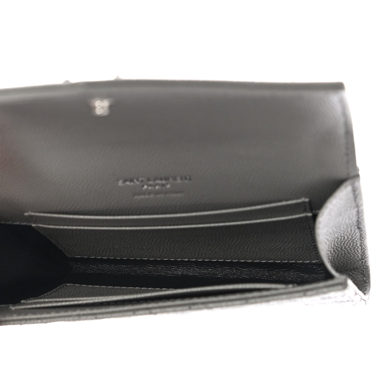 Saint Laurent Grain De Poudre Textured Mixed Matelasse Triquilt Small Monogram Envelope Wallet New Stone 5 of 10