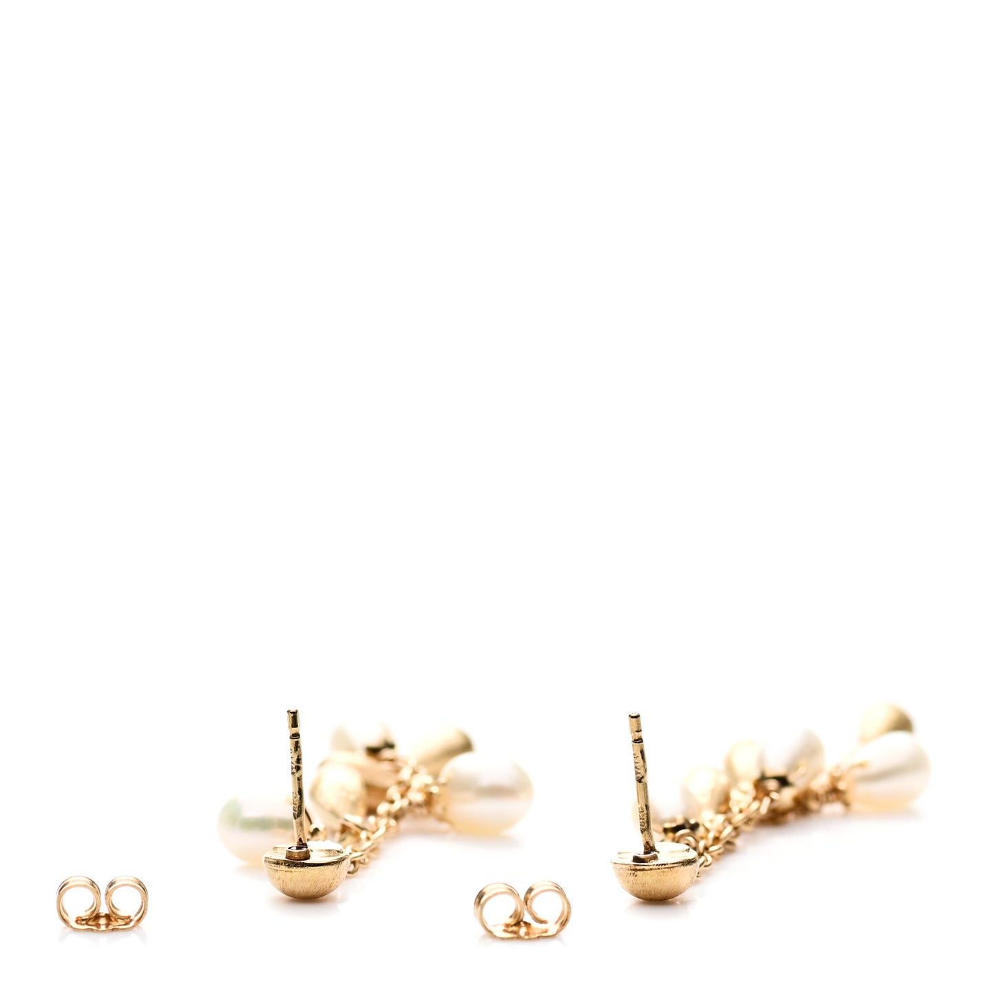 18K Yellow Gold Pearl Drop Earrings