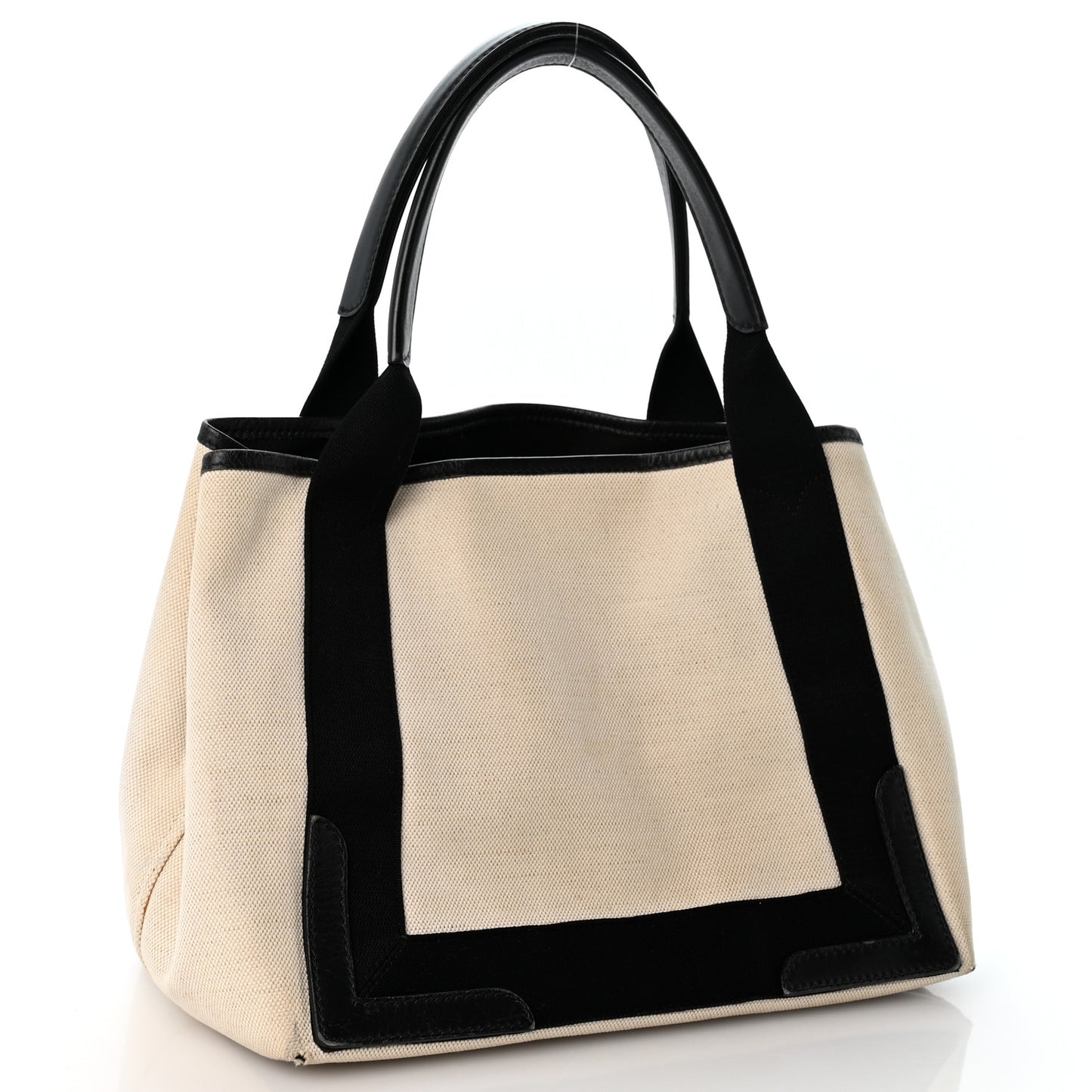 Cotton Canvas Satin Calfskin S Navy Cabas Natural Black